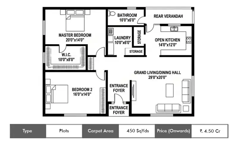 Lodha Villa Royale Palava Plot floor plan, 450 sq ft carpet area